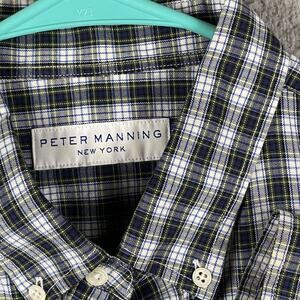 Peter Manning New York Button Down Shirt Men's 4X Medium Green Plaid Cotton